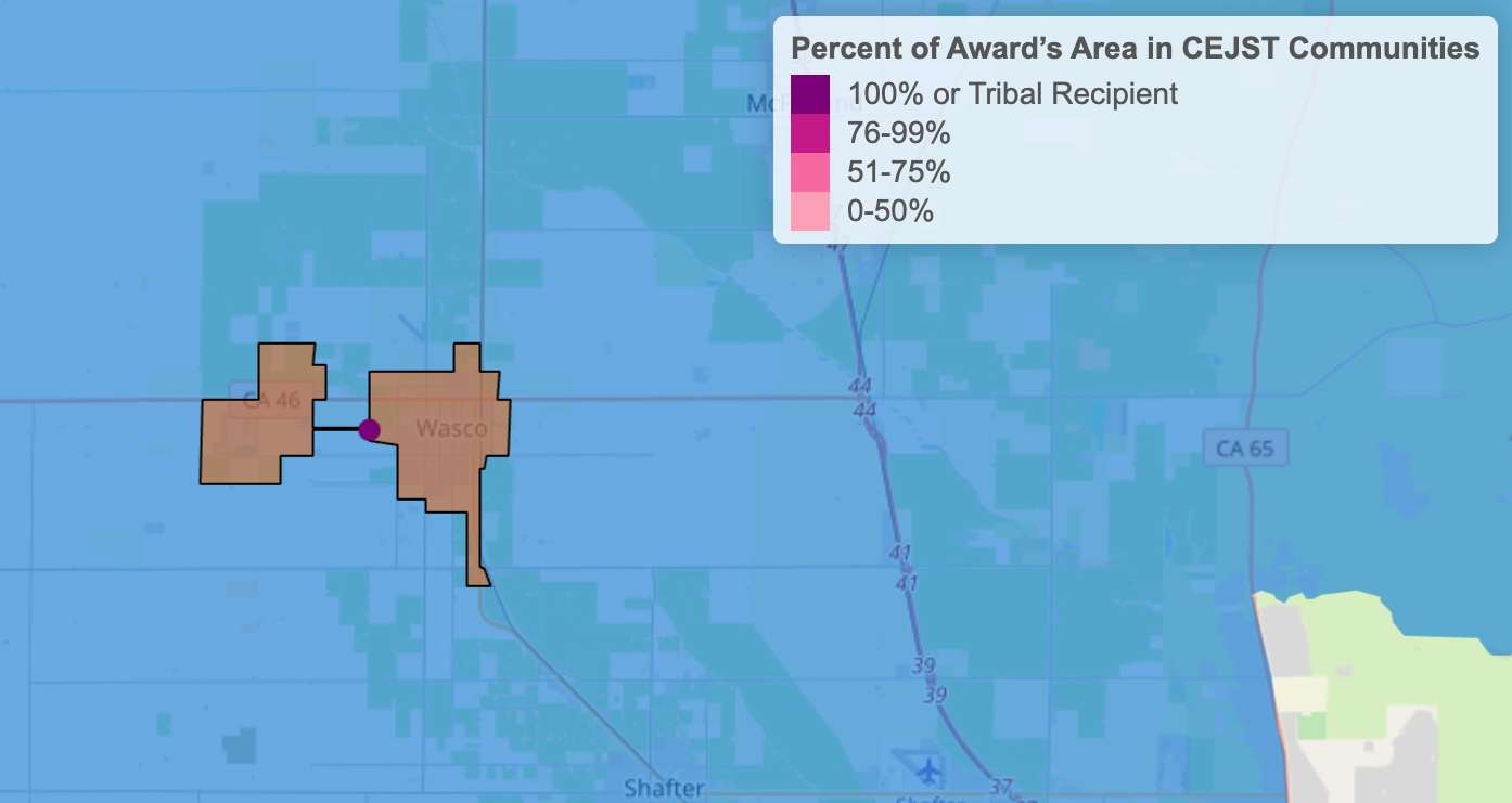 An award with 100% disadvantaged community overlap.